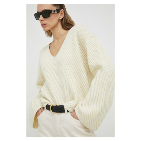 Vlnený sveter By Malene Birger Emery dámsky, béžová farba