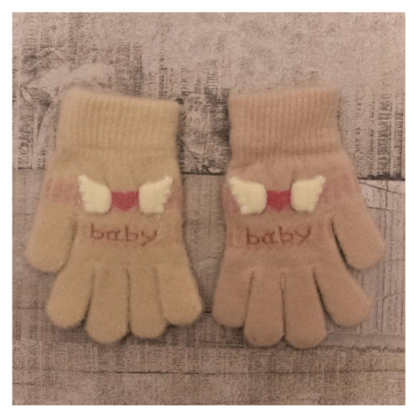 Detské zateplené béžové rukavice 6-12Y BOW