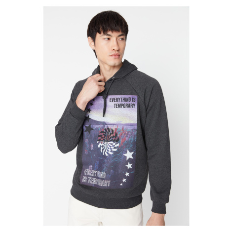 Trendyol Anthracite Men's Oversize/Wide-Cut Hoodie Sweatshirt