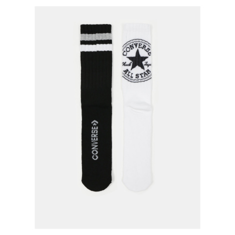 Sada dvoch párov pánskych ponožiek v bielej a čiernej farbe Converse