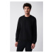 Avva Men's Black Crew Neck Cotton 2 Thread Rasterless Flexible Comfort Fit Sweatshirt