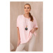 Oversized blouse with pendant powder pink