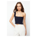 Trendyol Navy Blue Crop One Shoulder Knitwear Blouse