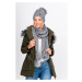 Women's winter set beanie + scarf with pompons - gray