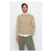 Trendyol Stone Unisex Crew Neck Textured Knitwear Sweater