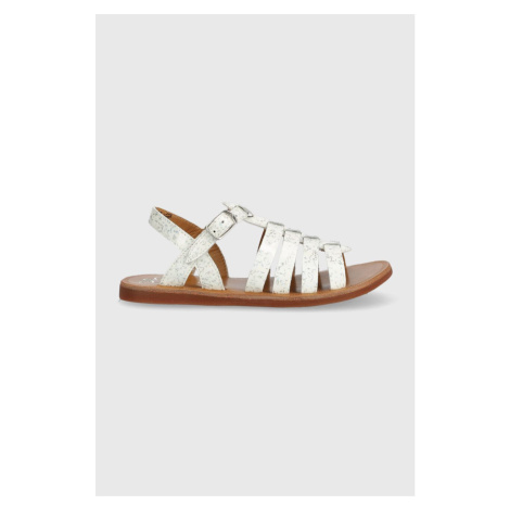 Detské kožené sandále Pom D'api biela farba