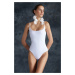 Trendyol White Square Neck Regular Swimsuit