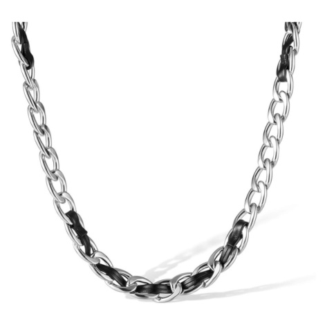 Retiazka z chirurgickej ocele Cuban Silver s koženým prvkom