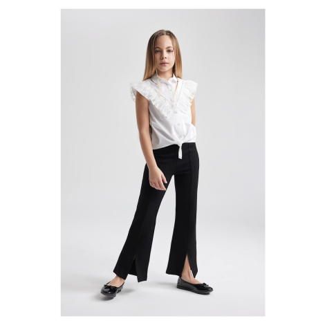 DEFACTO Girl&#39;s Black Spanish Slit Leg Trousers