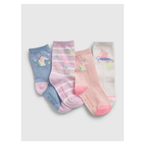 Detské ponožky GAP s jednorožcom, 4 páry - Dievčatá
