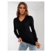 Classic simple black sweater with V-neck