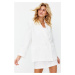 Trendyol White Linen Look Oversize Woven Blazer Jacket