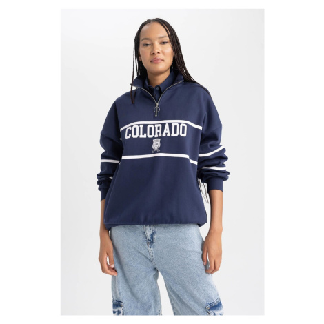 DEFACTO Oversize Fit Half Zipper Thick Sweatshirt