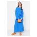 Trendyol Saxe Blue Belted Woven Dress