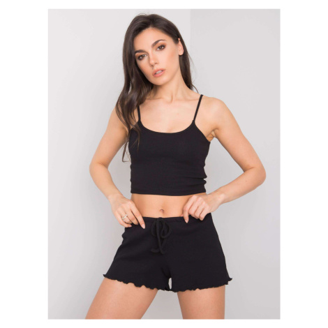 RUE PARIS Black ribbed shorts