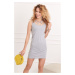 Dress with decorative light gray neckline