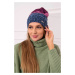 Fleecová čiapka Dolores K303 denim+ružová+tmavo fialová UNI