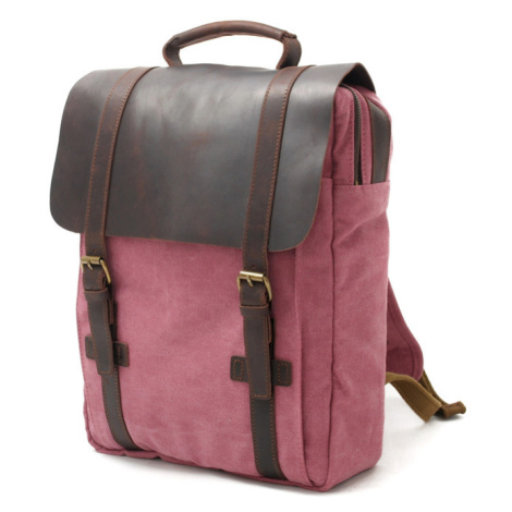 Vintage vel'ký plátený batoh s koženou chlopňou