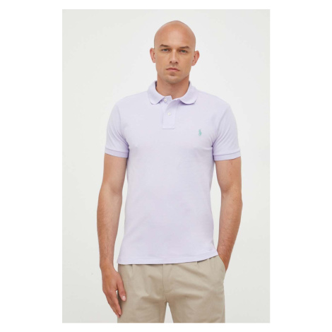 Bavlnené polo tričko Polo Ralph Lauren fialová farba, jednofarebný