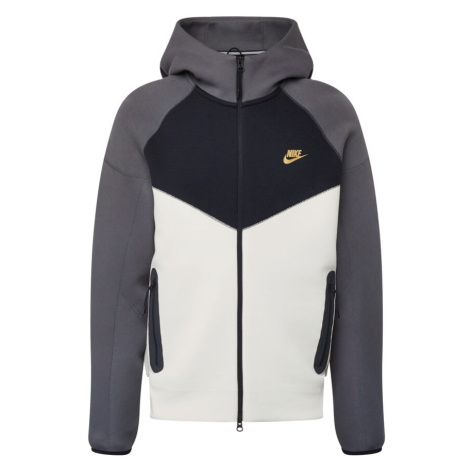 Nike Sportswear Tepláková bunda 'TCH FLEECE'  zlatá / sivá melírovaná / čierna / biela
