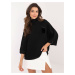 Black oversize sweater with buttons on the sleeves