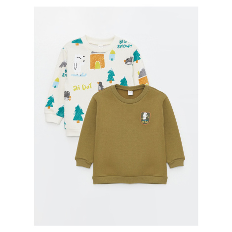 LC Waikiki Crew Neck Printed Long Sleeve Baby Boy Sweatshirt 2 Pack