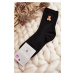 Women's patterned socks with teddy bear, black