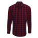 Premier Workwear Pánska bavlnená károvaná košeľa - Červená / tmavomodrá
