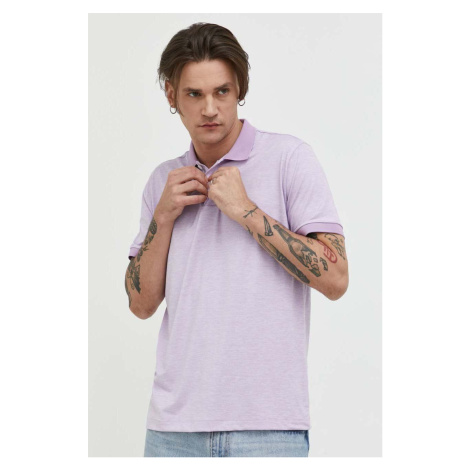Polo tričko Abercrombie & Fitch pánske, fialová farba, melanžové