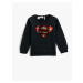 Koton Superman Printed Licensed Sweatshirt Sequin Embroidered Crew Neck Cotton