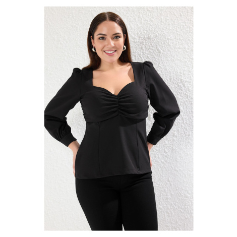 Trendyol Curve Black Finike Woven Plus Size Blouse