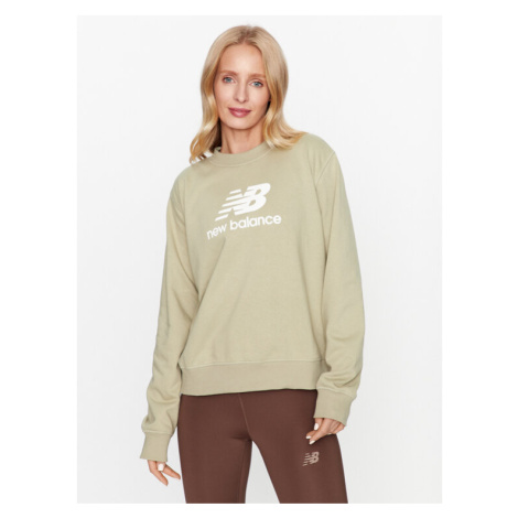 New Balance Mikina Essentials Stacked Logo French Terry Crewneck WT31532 Zelená Regular Fit