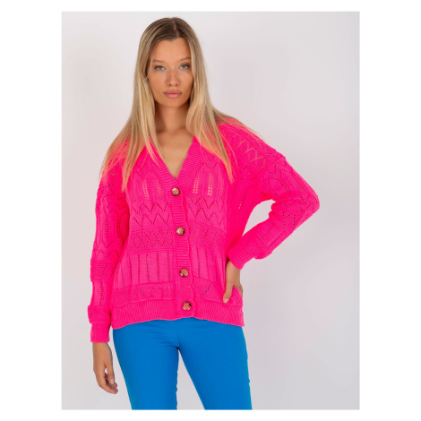 Fluo pink summer cardigan with openwork pattern RUE PARIS