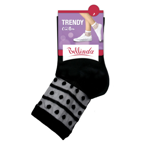 Bellinda TRENDY COTTON SOCKS - Dámske ponožky s ozdobným lemom - čierna