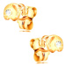 Zlaté 14K náušnice s puzetkami - malý sloník s čírym zirkónom