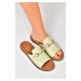 Fox Shoes Beige Genuine Leather Women's Daily Slippers
