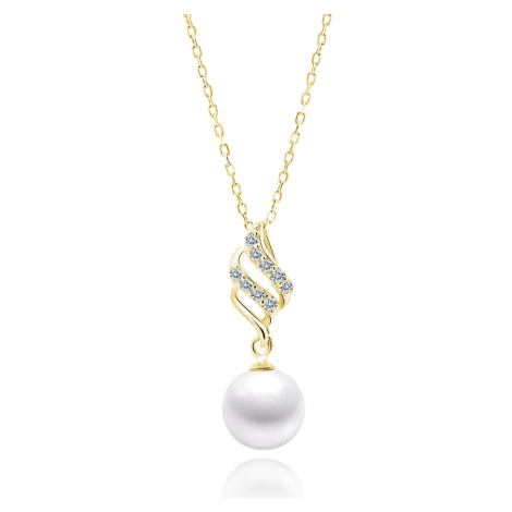 OLIVIE Strieborný náhrdelník BIELA ​​PERLA GOLD 7521