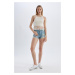 DEFACTO High Waist Ripped Detailed Jean Shorts