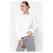 Trendyol Ecru Thick Inside Fleece Regular/Normal Pattern Crew Neck Basic Knitted Sweatshirt