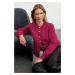 Trendyol Fuchsia Soft Texture Jewel Buttoned Jacket Look Knitwear Cardigan