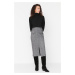 Trendyol Gray Pocket Detailed D-Putting and Stamped Fabric Midi Skirt