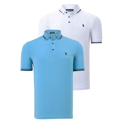 DOUBLE SET T8586 DEWBERRY MEN'S T-SHIRT-WHITE-LIGHT BLUE