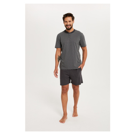 Men's Balmer pyjamas, short sleeves, short legs - print/graphite Italian Fashion