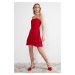 Trendyol Červené Šaty s Otvoreným Pásom/Skater Elegantné Večerné Šaty