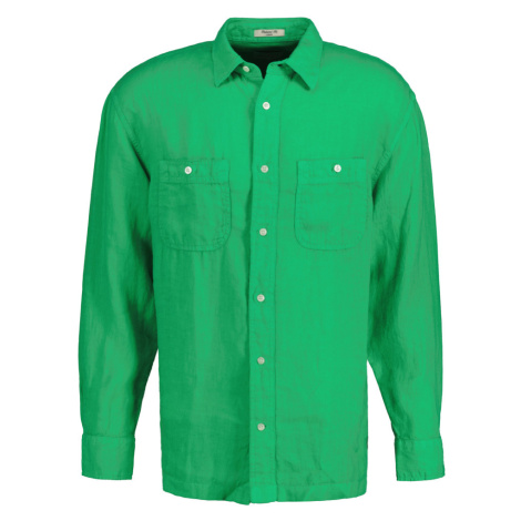 KOŠEĽA GANT REL GMNT DYED LINEN SHIRT MID GREEN