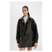 DEFACTO Regular Fit Faux Leather Jacket Coat