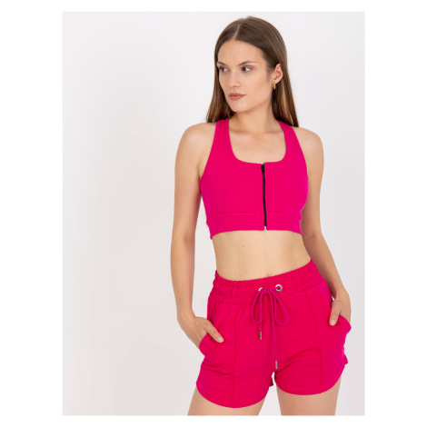 Fuchsia ribbed basic crop top with RUE PARIS closure