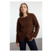 Trendyol Brown Soft Textured Double Breasted Knitwear Cardigan