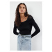 Trendyol Black Premium Yarn/Special Yarn Tulle Detailed Knitwear Sweater