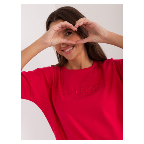 Red casual blouse with cuff